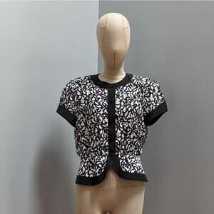 Caron Petites Vintage Blouse Size 8 Black White